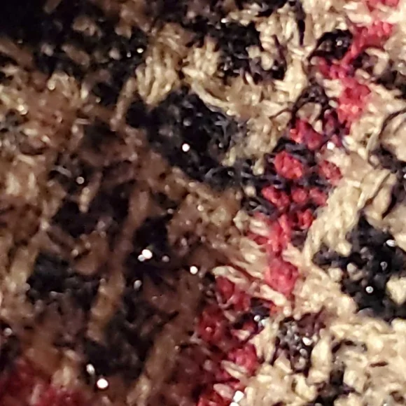 Robert Lewis Womens Large Tan Beige & Red Suit Jacket Silver Glitter Plaid - Picture 7 of 8